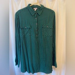 Green Check Maternity Blouse